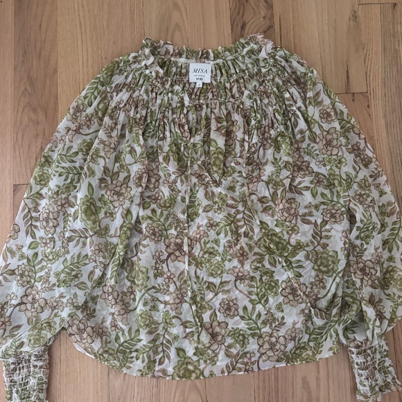 Misa Los Angeles Green Floral Blouse Size Small - Picture 1 of 3